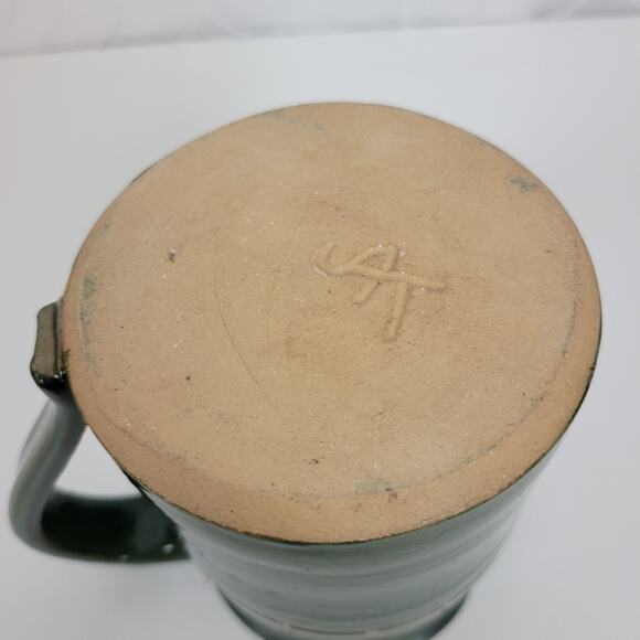 Art Pottery Pitcher Vase 4.75" tall Green Ceramic Mid Century Modern - Picture 5 of 10